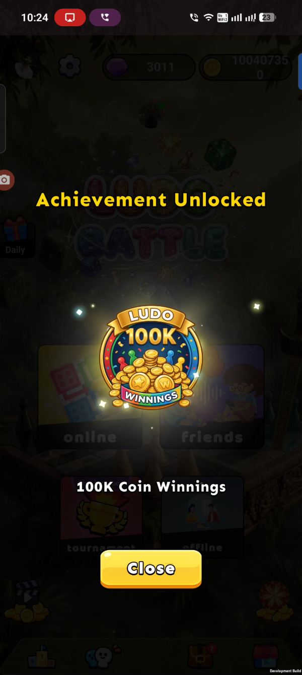 Achievement unlocked screen