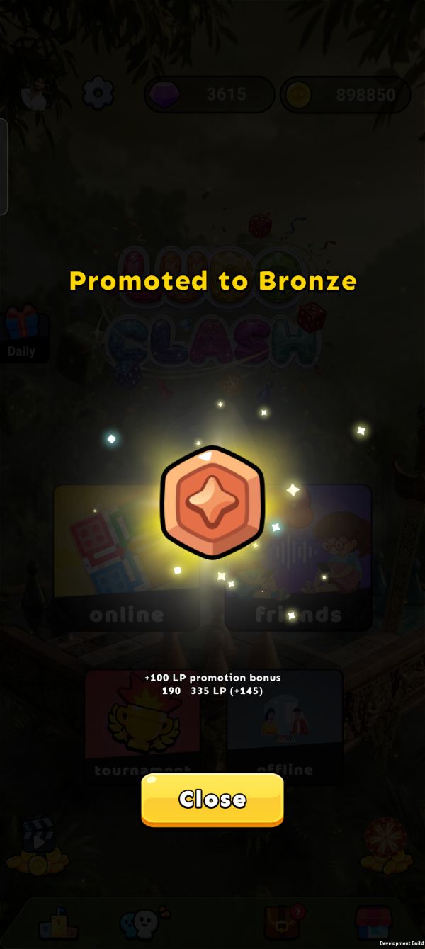 League promotion screen — promoted to Bronze