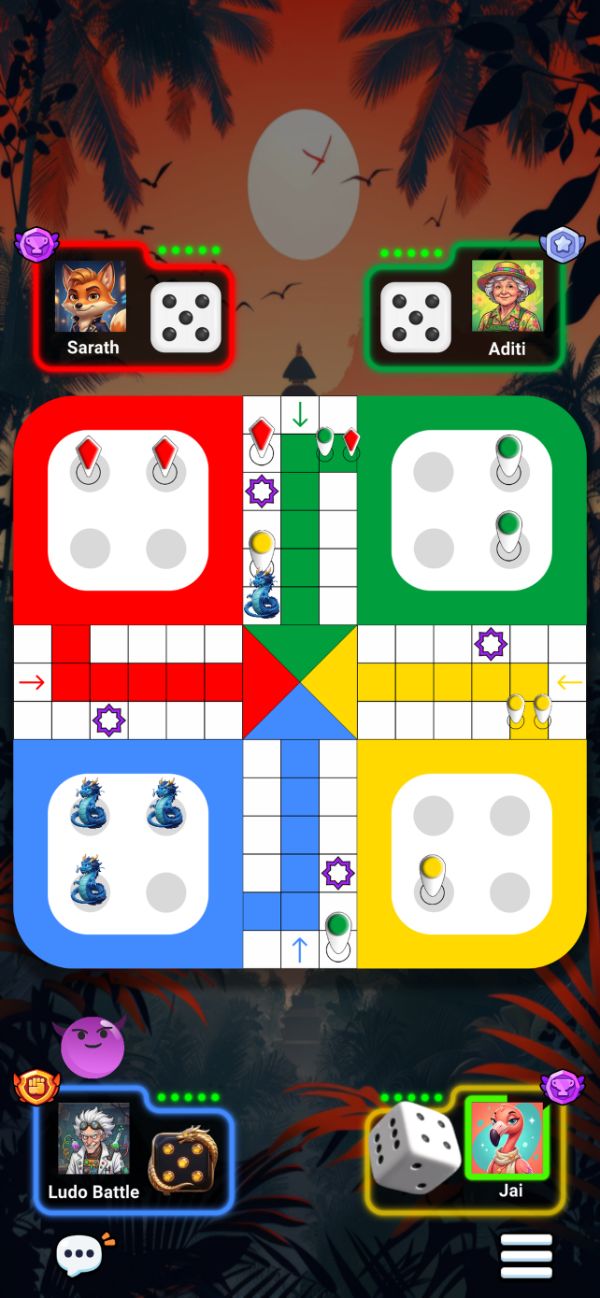 Classic Ludo match on the default board